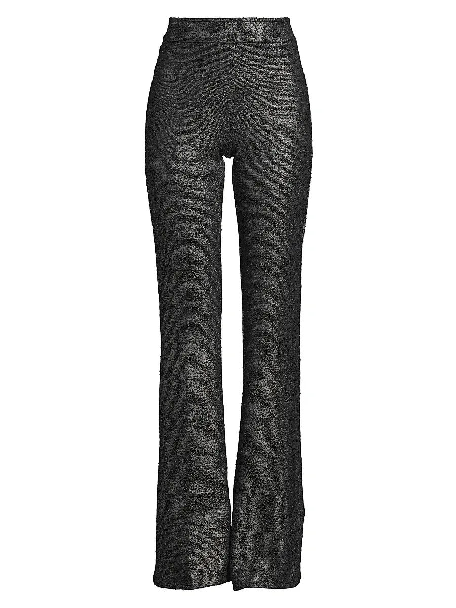 Avenue Montaigne Women's Metallic Stretch Flared Pants - Platinum | Image 1 Avenue Montaigne Women's Metallic Stretch Flared Pants - Platinum | Image 1
