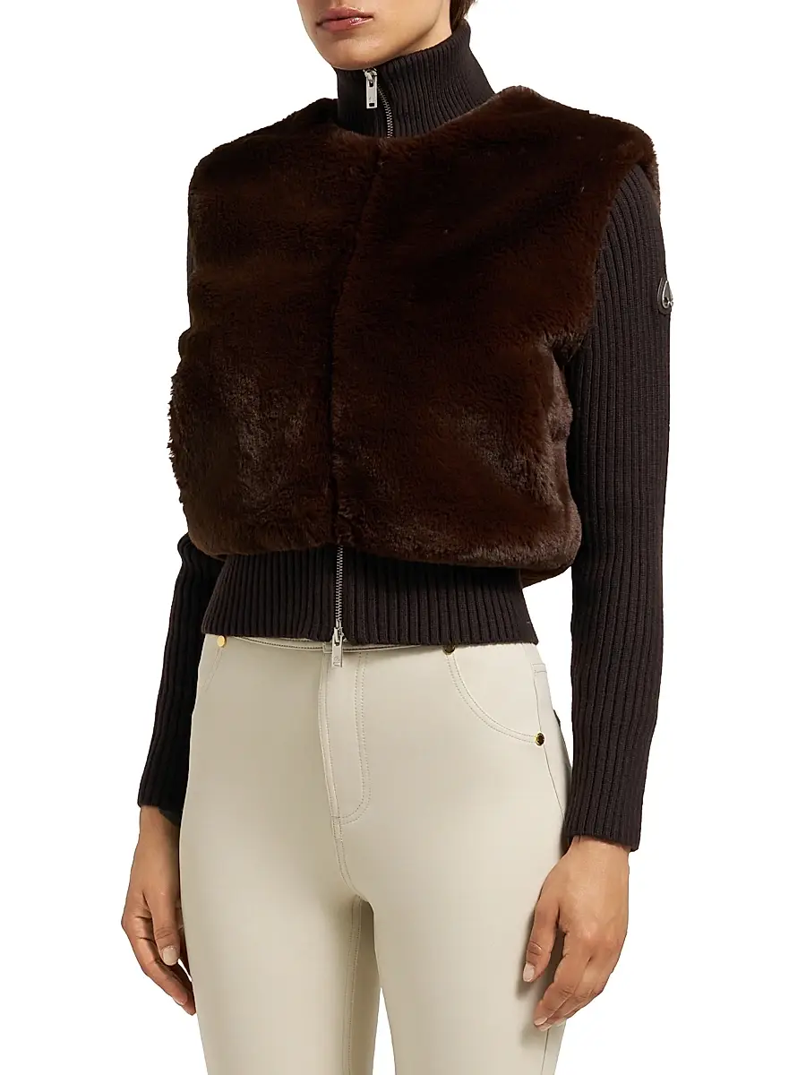 Moose Knuckles Women's Dua Bunny Wool-Cashmere Zip Cardigan | Thumbnail 5