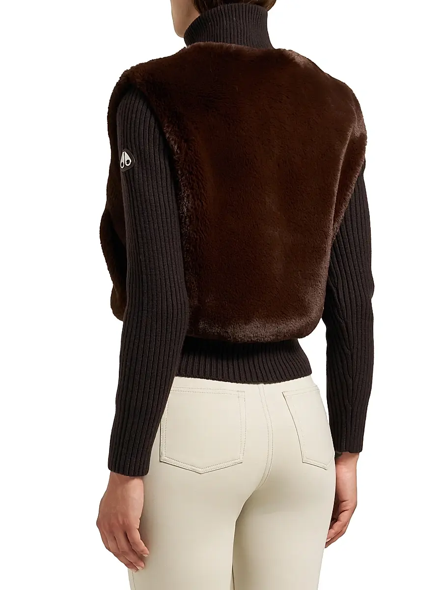 Moose Knuckles Women's Dua Bunny Wool-Cashmere Zip Cardigan | Thumbnail 6