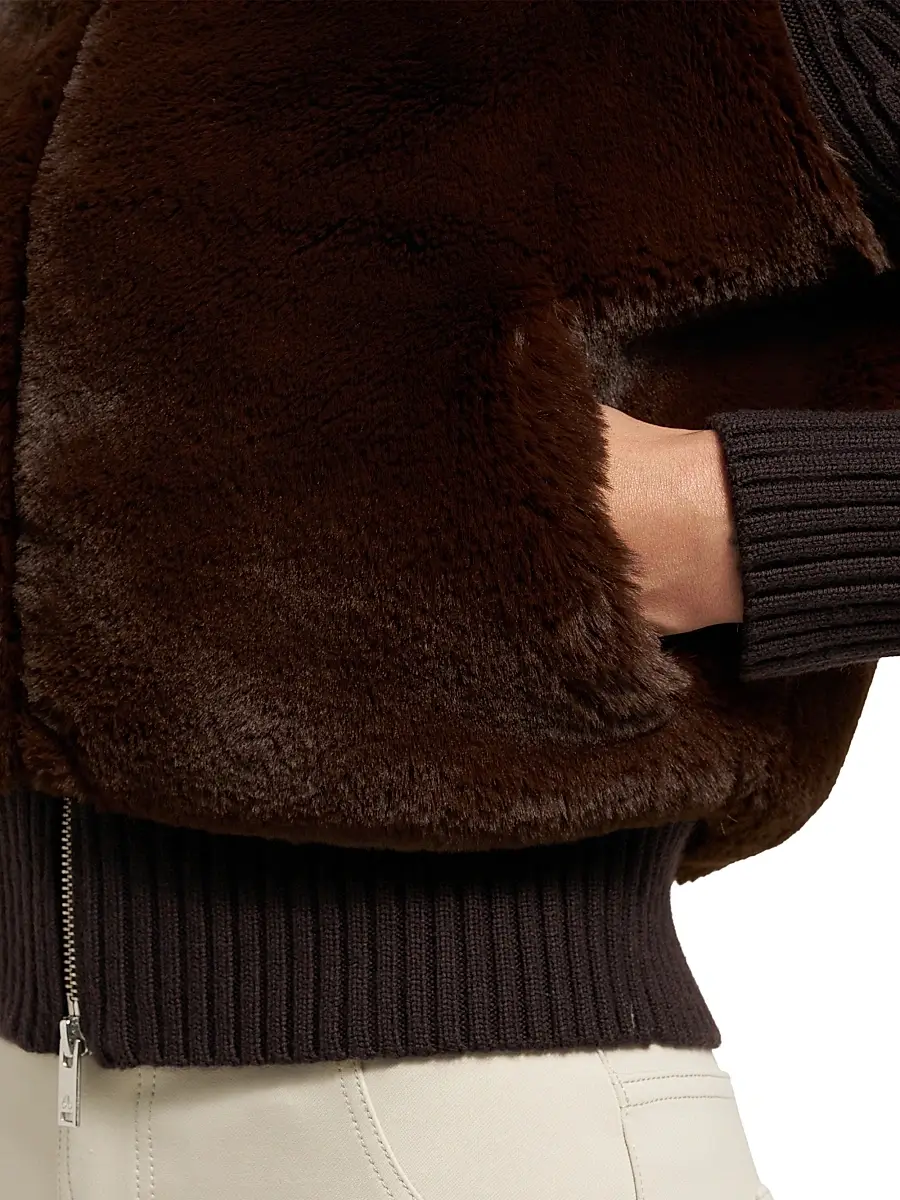 Moose Knuckles Women's Dua Bunny Wool-Cashmere Zip Cardigan | Thumbnail 8