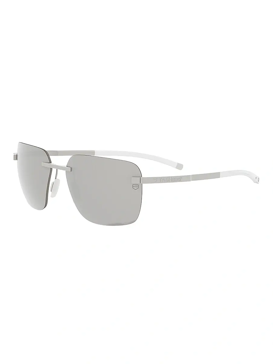 Men's Flex 58MM Square Sunglasses - Shiny Palladium And Smoke Mirror Men's Flex 58MM Square Sunglasses - Shiny Palladium And Smoke Mirror