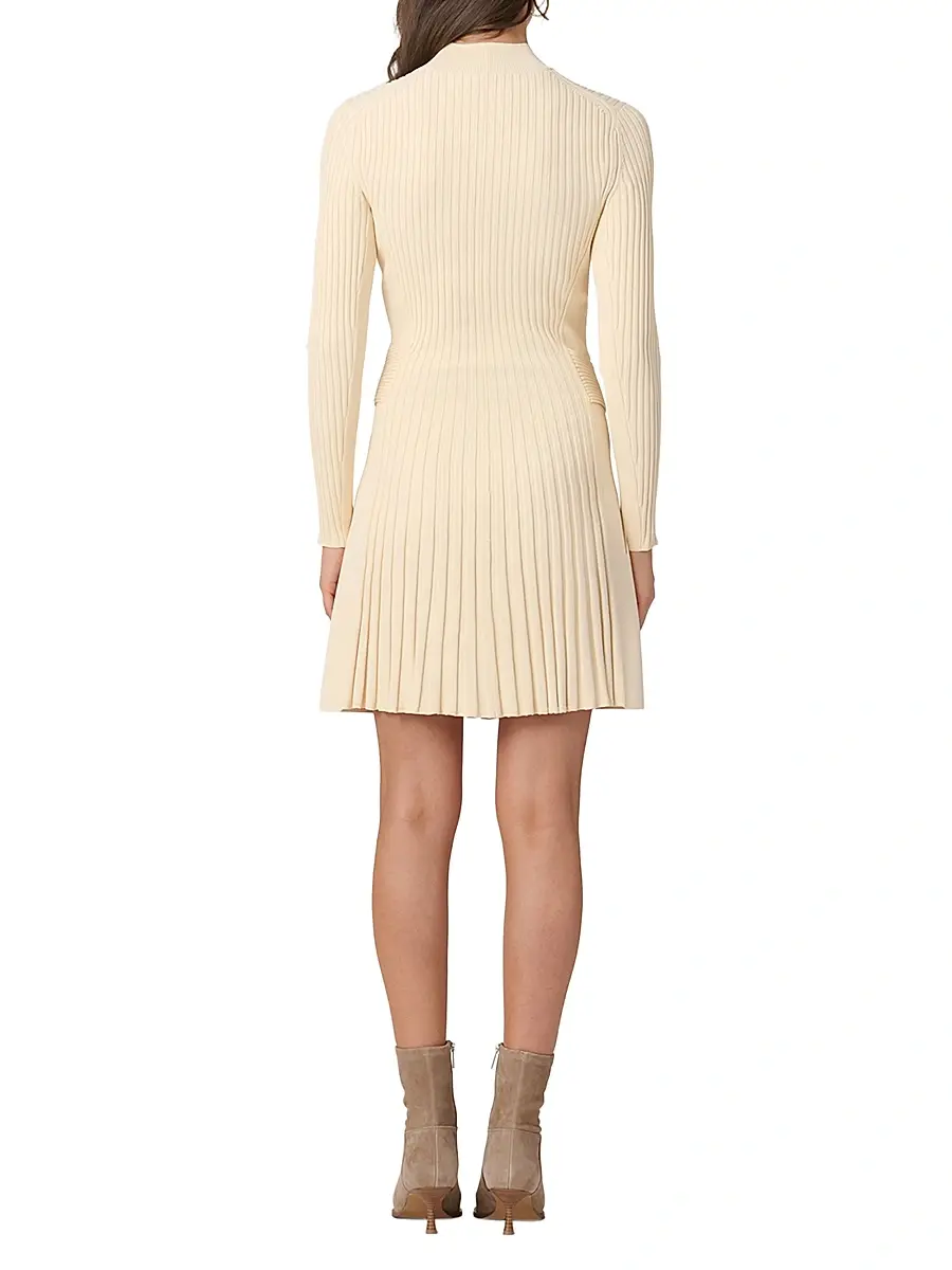 Shoshanna Women's Tara Pleated Knit Tie-Waist Minidress | Thumbnail 4 Shoshanna Women's Tara Pleated Knit Tie-Waist Minidress | Thumbnail 4