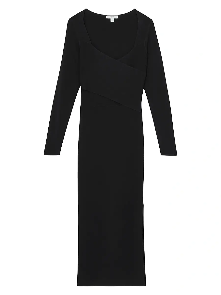 Reiss Women's Sophia Knitted Wrap Maxi Dress - Black | Image 1 Reiss Women's Sophia Knitted Wrap Maxi Dress - Black | Image 1