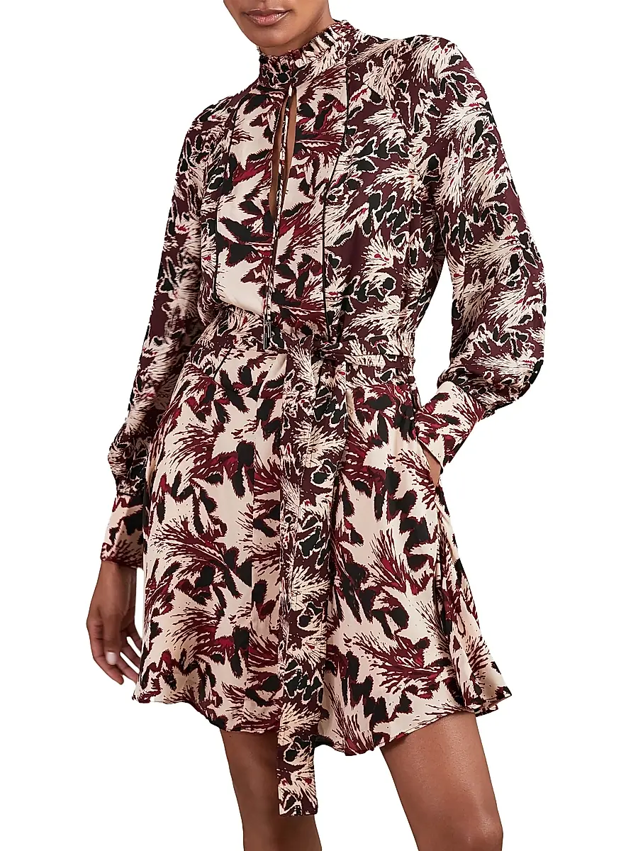 Reiss Women's Lora Printed Tieneck Minidress | Thumbnail 3 Reiss Women's Lora Printed Tieneck Minidress | Thumbnail 3