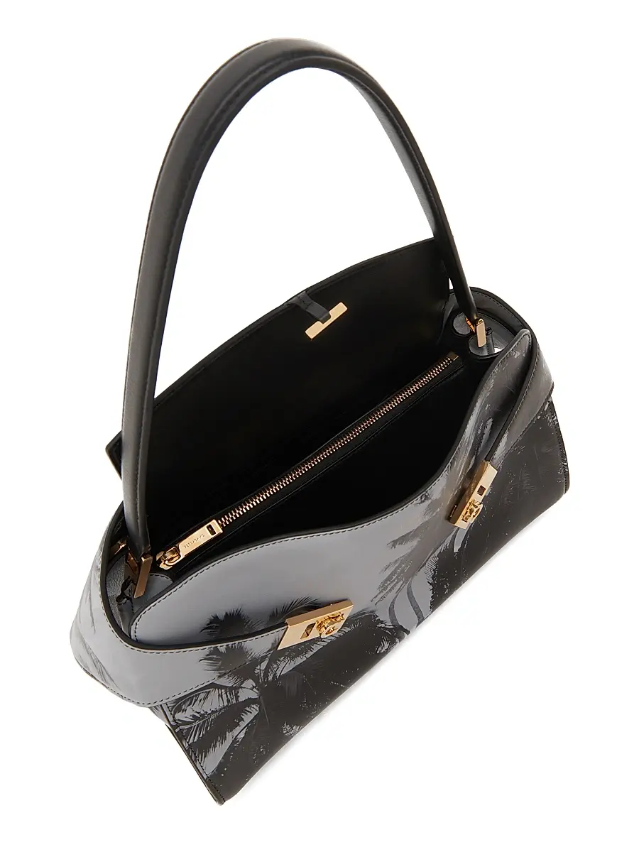 FERRAGAMO Women's Gancini Palm-Printed Leather Shoulder Bag - Optic White | Thumbnail 3