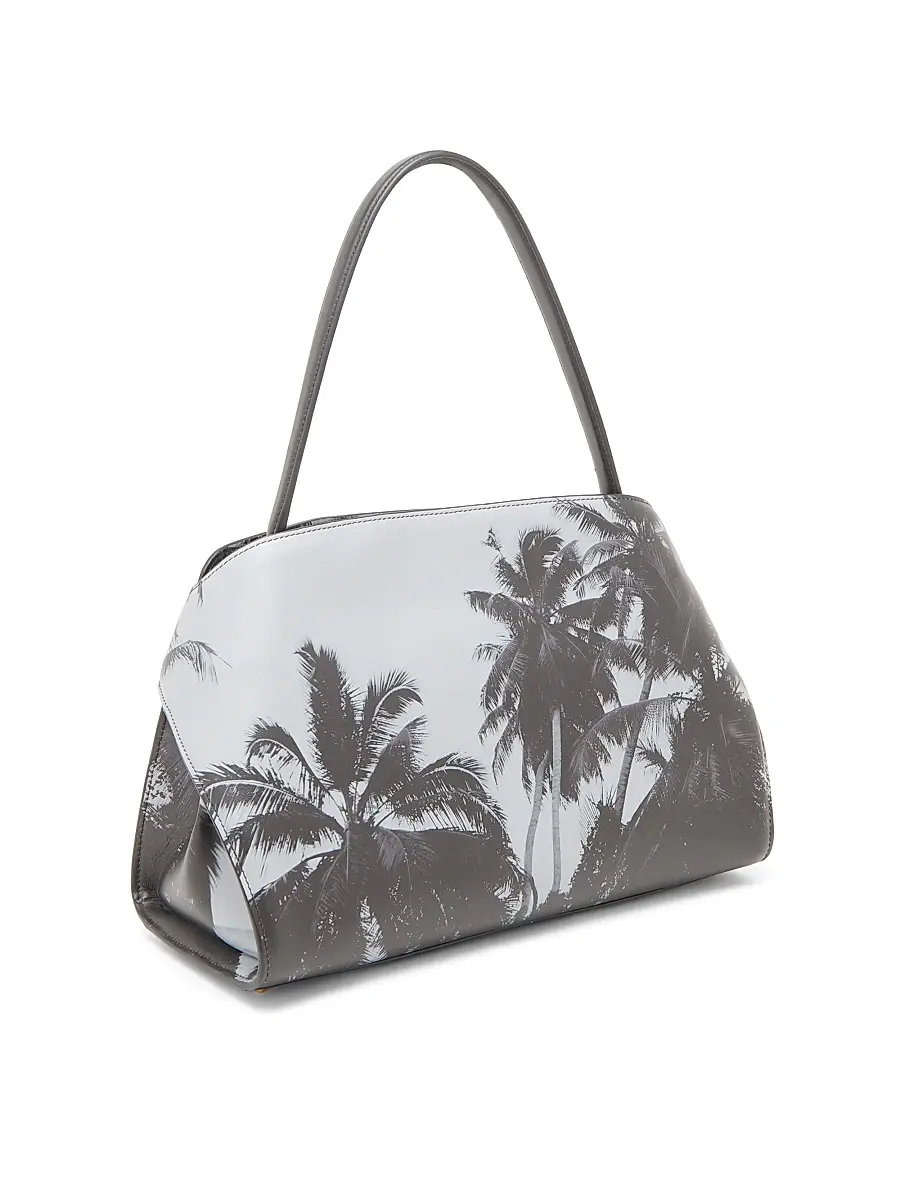 FERRAGAMO Women's Gancini Palm-Printed Leather Shoulder Bag - Optic White | Thumbnail 4