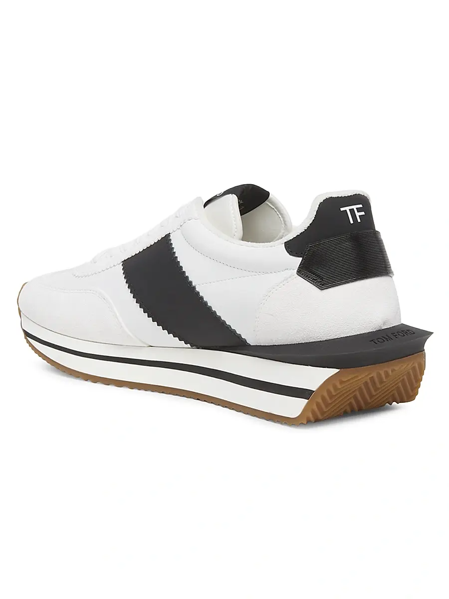 TOM FORD Men's Low-Top Racing Sneakers - White Black Cream | Thumbnail 3 TOM FORD Men's Low-Top Racing Sneakers - White Black Cream | Thumbnail 3