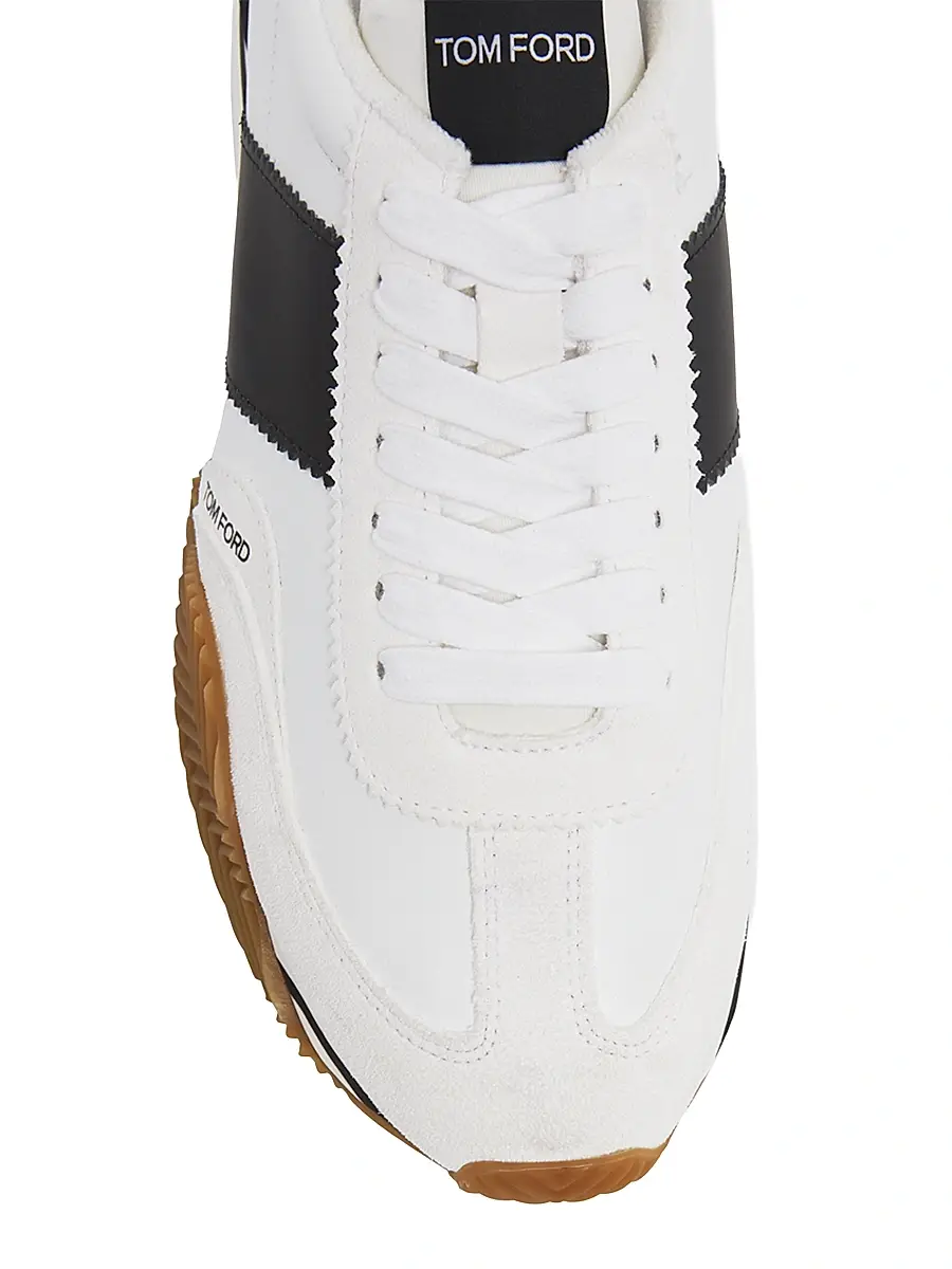 TOM FORD Men's Low-Top Racing Sneakers - White Black Cream | Thumbnail 5 TOM FORD Men's Low-Top Racing Sneakers - White Black Cream | Thumbnail 5