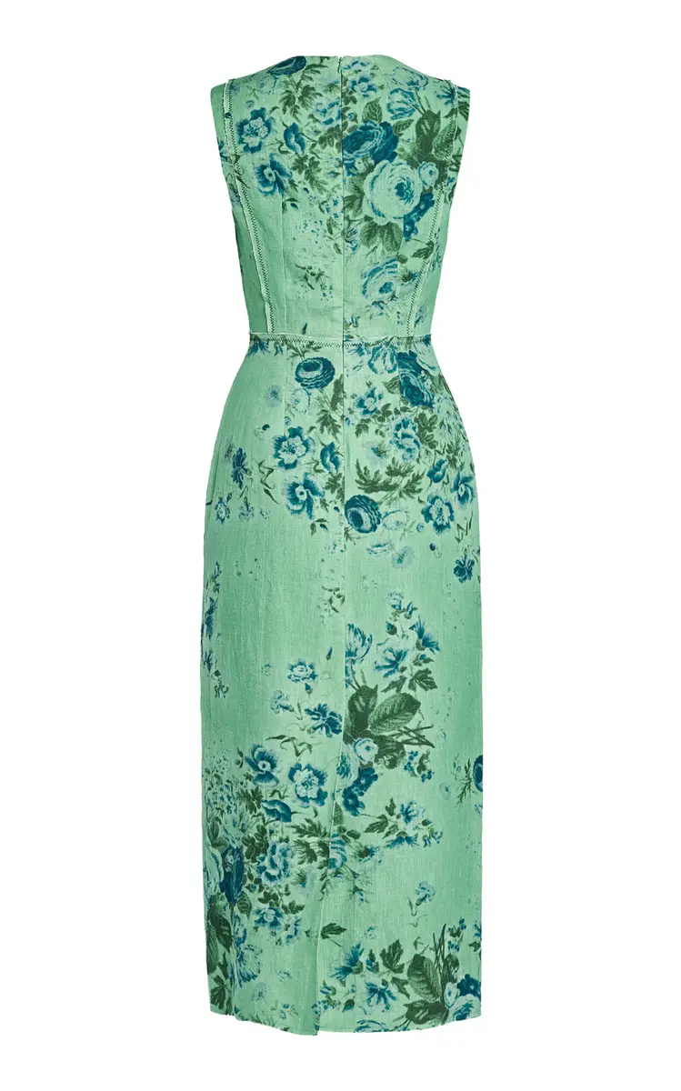 Erdem Printed Linen Pencil Midi Dress | Thumbnail 5 Erdem Printed Linen Pencil Midi Dress | Thumbnail 5