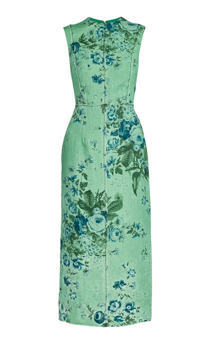 Erdem Printed Linen Pencil Midi Dress | Thumbnail 6 Erdem Printed Linen Pencil Midi Dress | Thumbnail 6