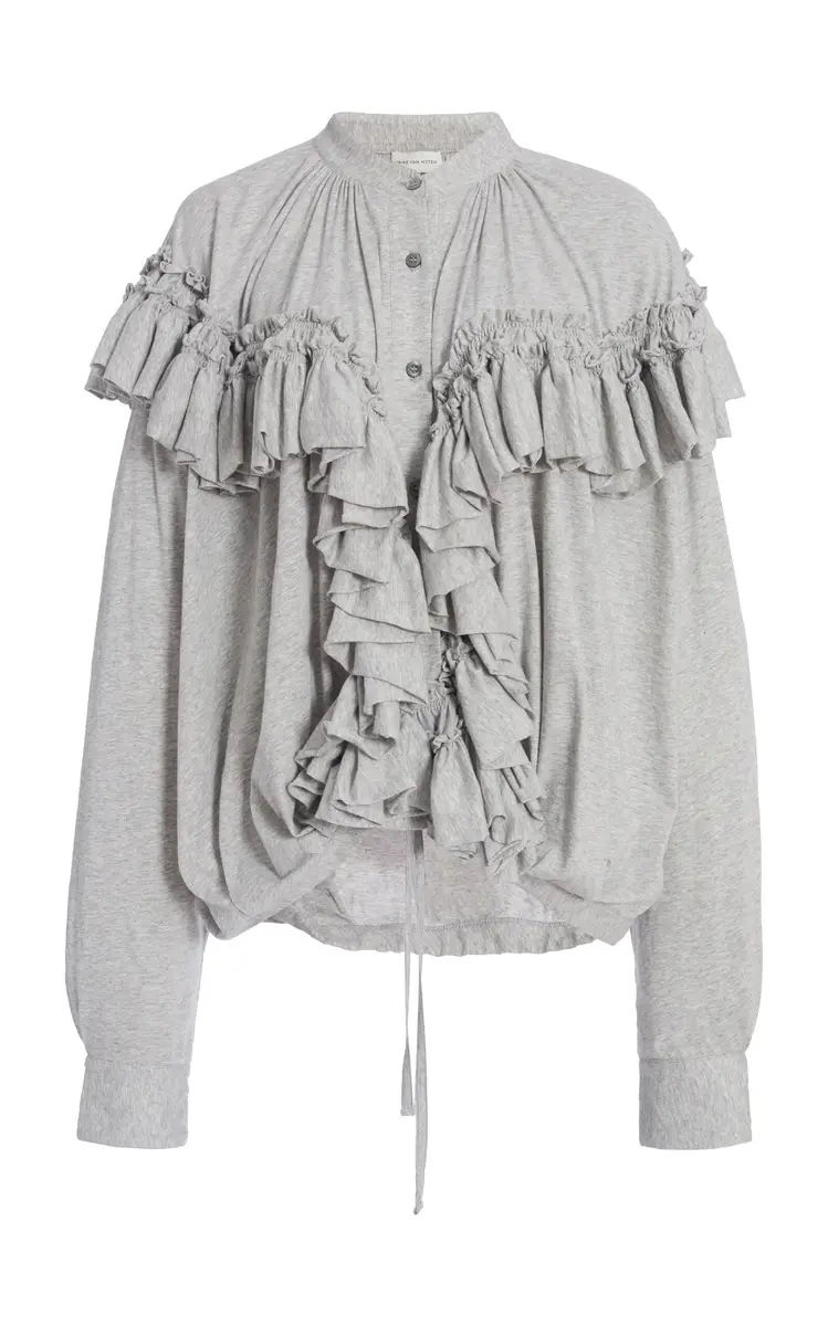 Dries Van Noten Hunver Ruffled Cotton-Jersey Top | Thumbnail 5 Dries Van Noten Hunver Ruffled Cotton-Jersey Top | Thumbnail 5