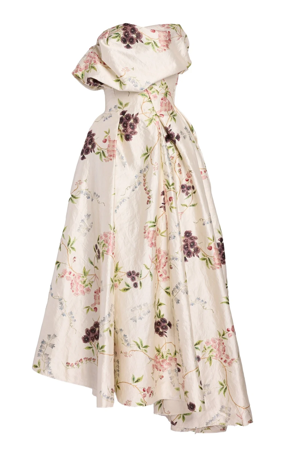 Floral Textured-Satin Midi Dress