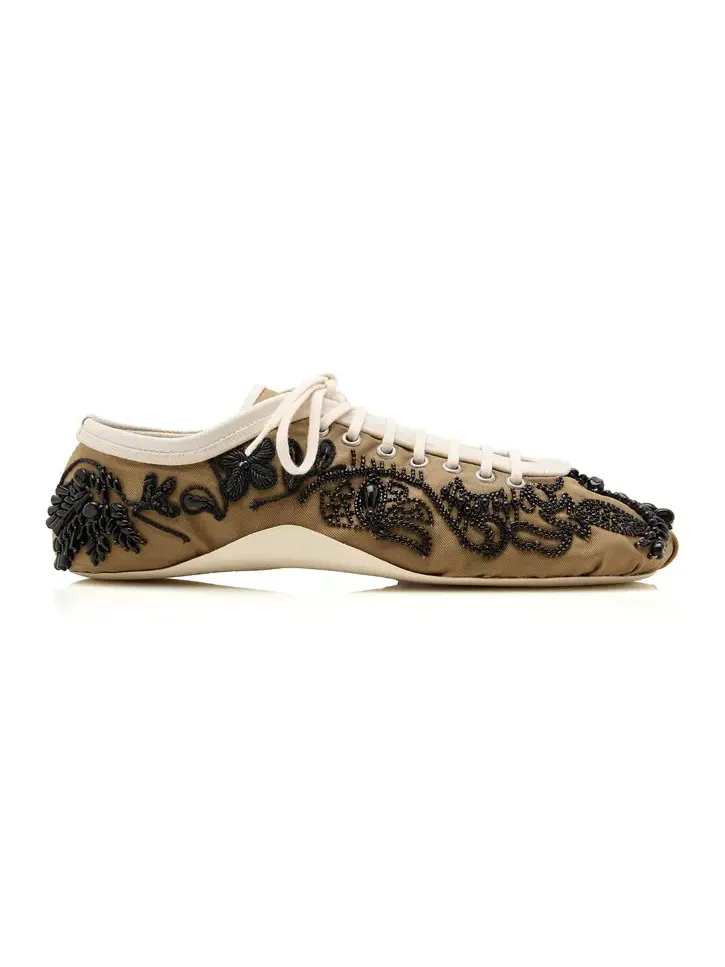 Dries Van Noten Embroidered Twill Ballerina Sneaker