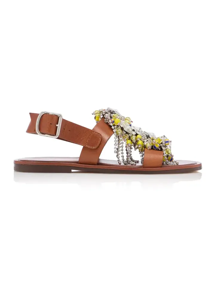 Dries Van Noten Embroidered Crystal Rounded Toe Sandal
