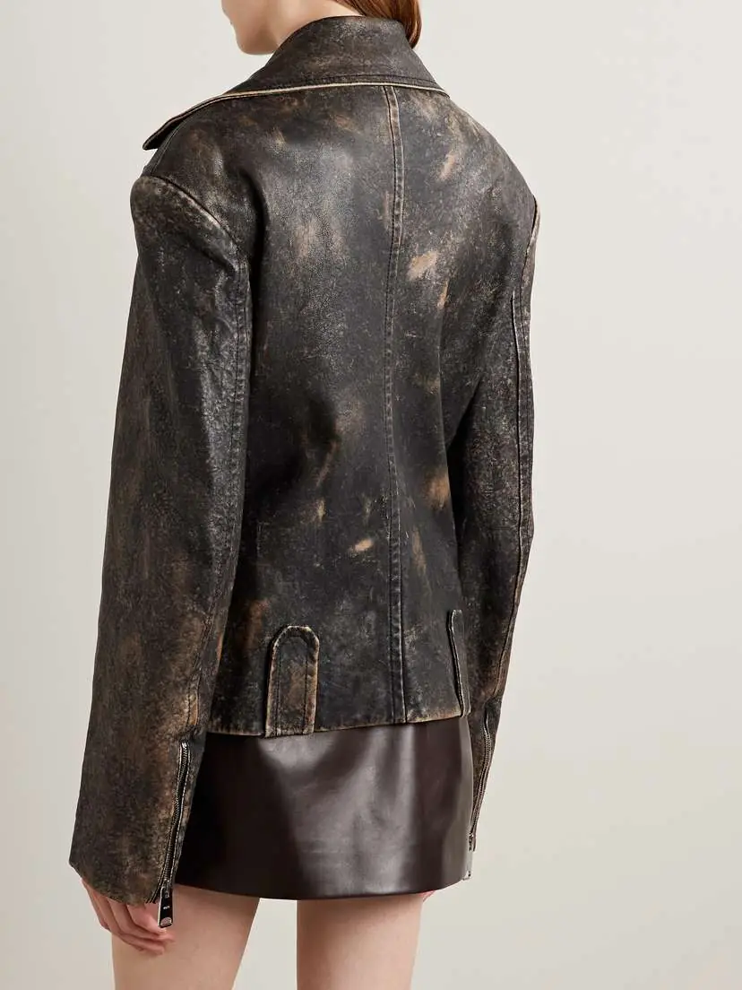 Khaite Catalina Distressed Leather Biker Jacket | Thumbnail 3 Khaite Catalina Distressed Leather Biker Jacket | Thumbnail 3