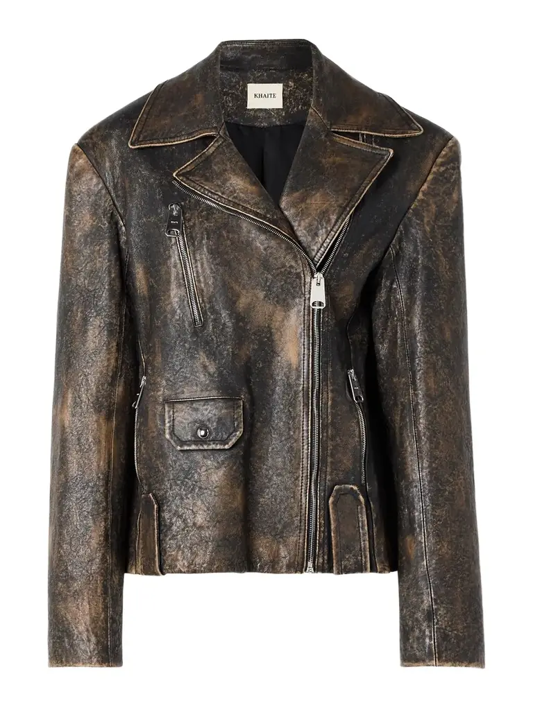 Khaite Catalina Distressed Leather Biker Jacket | Thumbnail 1 Khaite Catalina Distressed Leather Biker Jacket | Thumbnail 1