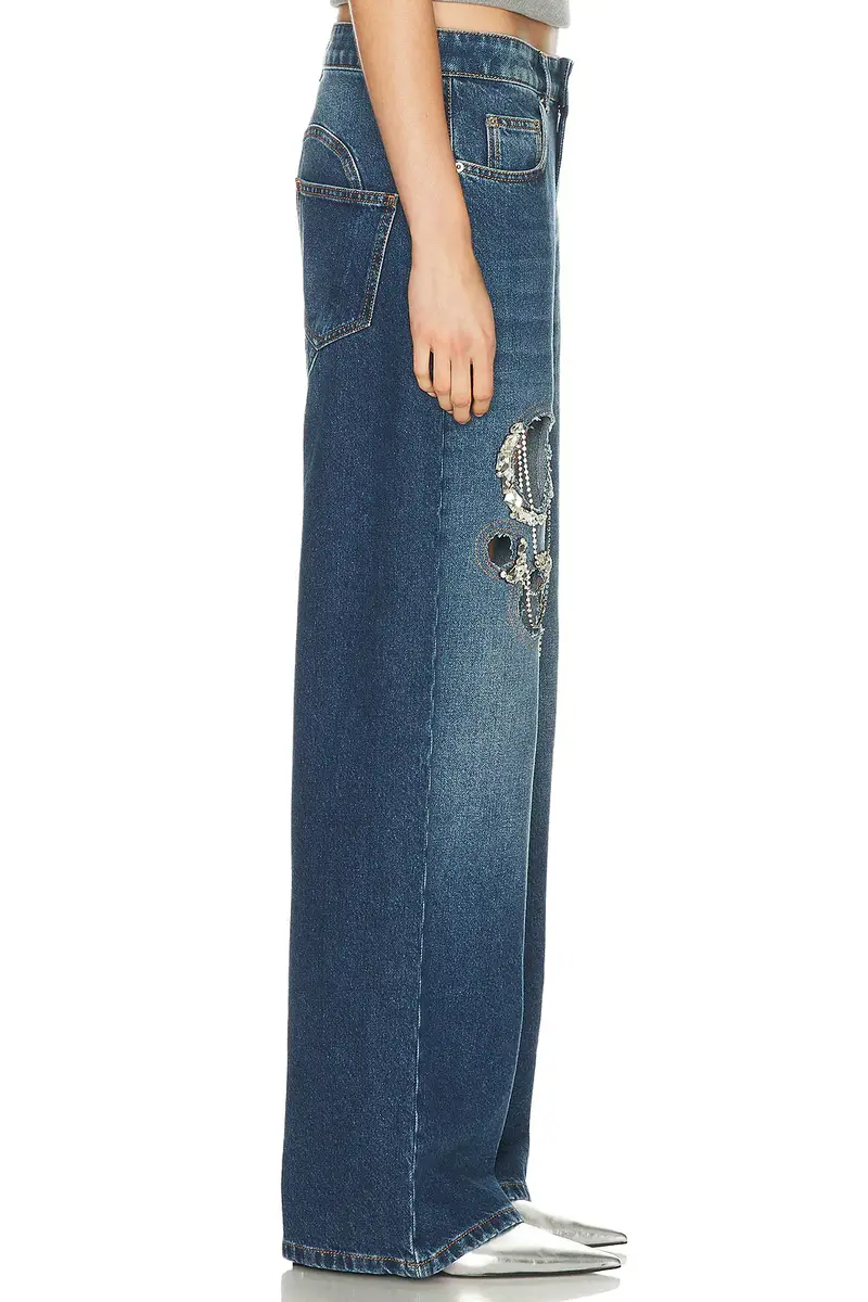 AREA Crystal Chain Cutout Relaxed Leg | Thumbnail 5 AREA Crystal Chain Cutout Relaxed Leg | Thumbnail 5