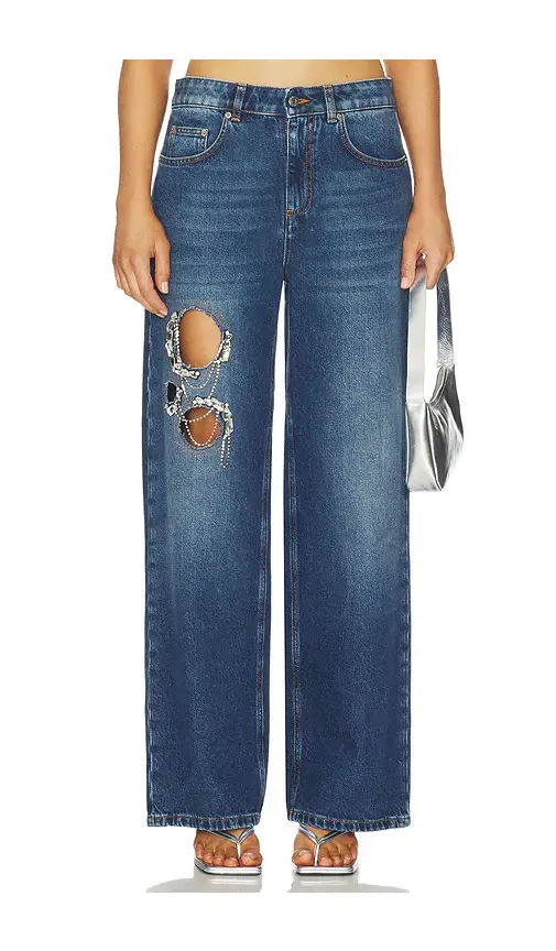 AREA Crystal Chain Cutout Relaxed Leg