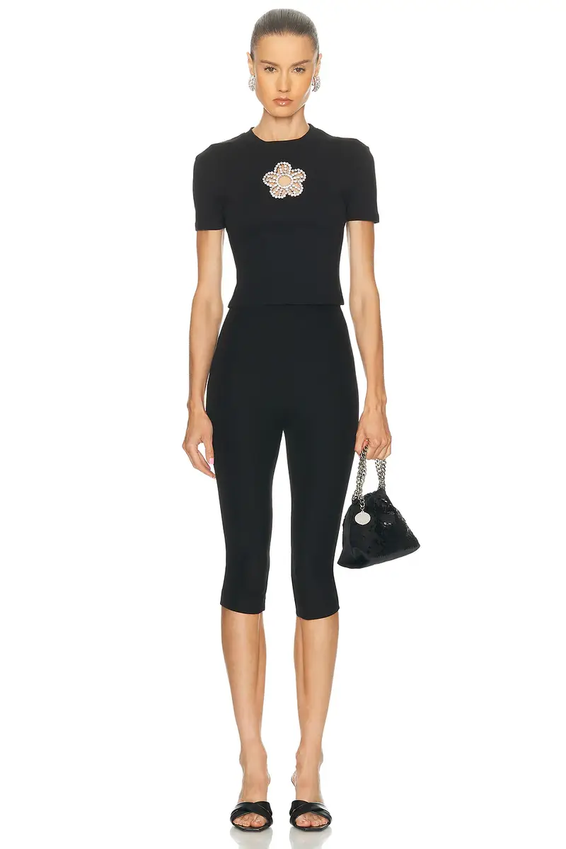 AREA Crystal Flower Cropped T-Shirt | Thumbnail 4 AREA Crystal Flower Cropped T-Shirt | Thumbnail 4