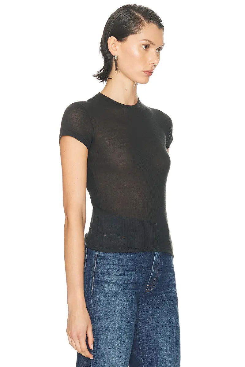 Skims Sheer Cotton Crewneck Standard T-Shirt | Thumbnail 2