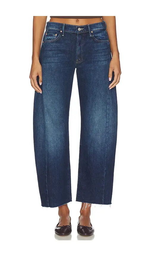 Mother Lil' Petite Mid Rise Full-pipe Flood Fray Jeans
