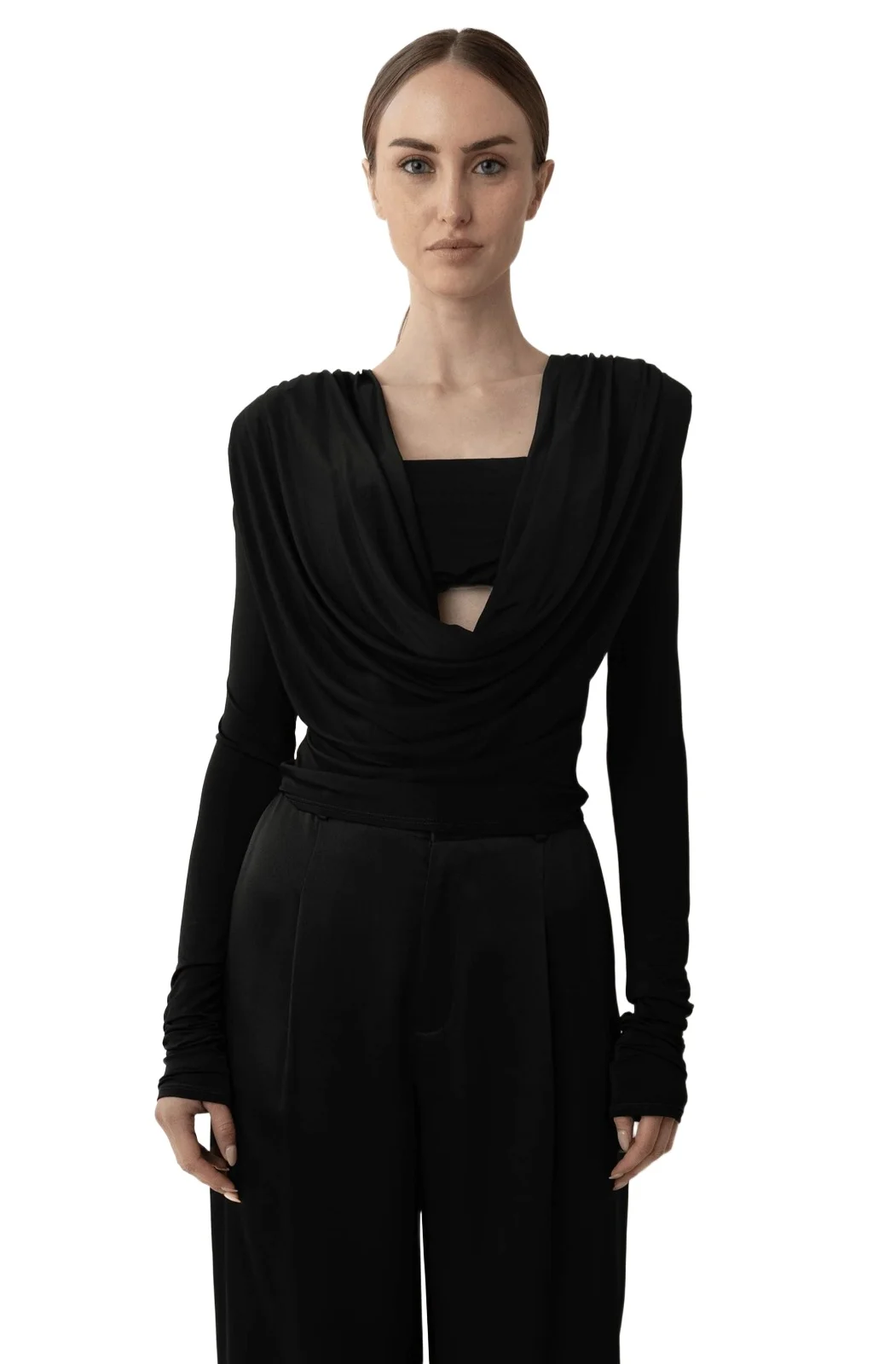 Jersey Cowl Neck Bandeau Top Jersey Cowl Neck Bandeau Top