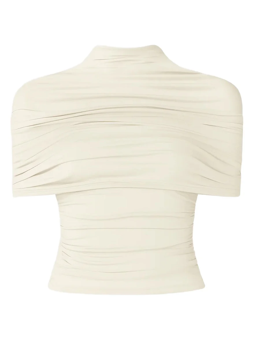 Jersey Mock Neck Ruched Top Jersey Mock Neck Ruched Top