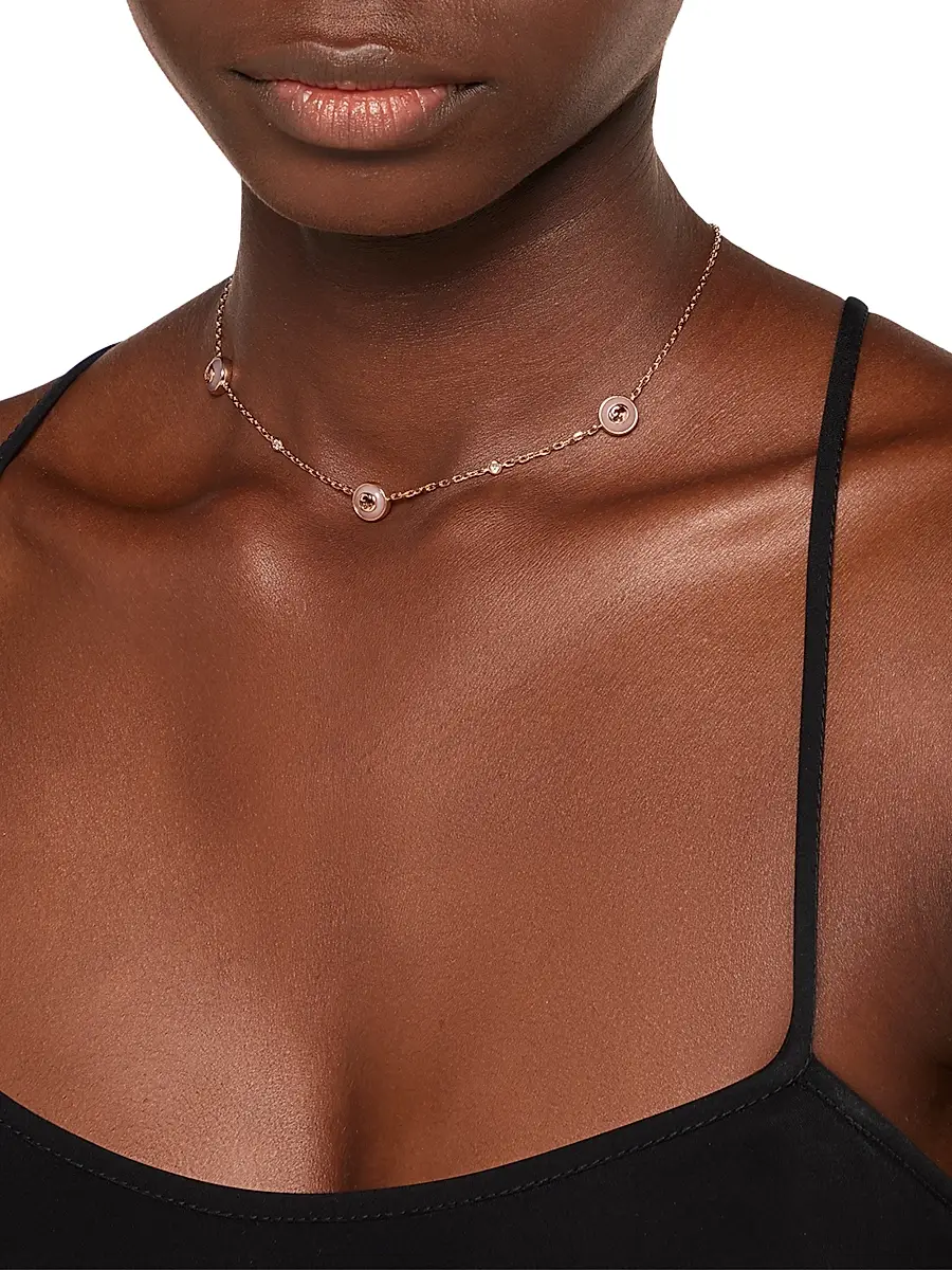 Gucci Women's 18K Rose Gold, Pink Opal & 0.05 TCW Diamond Logo Charm Necklace - Pink | Thumbnail 2 Gucci Women's 18K Rose Gold, Pink Opal & 0.05 TCW Diamond Logo Charm Necklace - Pink | Thumbnail 2