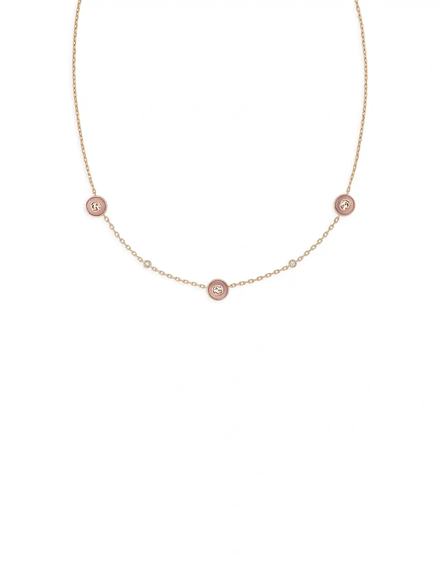 Gucci Women's 18K Rose Gold, Pink Opal & 0.05 TCW Diamond Logo Charm Necklace - Pink | Thumbnail 3 Gucci Women's 18K Rose Gold, Pink Opal & 0.05 TCW Diamond Logo Charm Necklace - Pink | Thumbnail 3