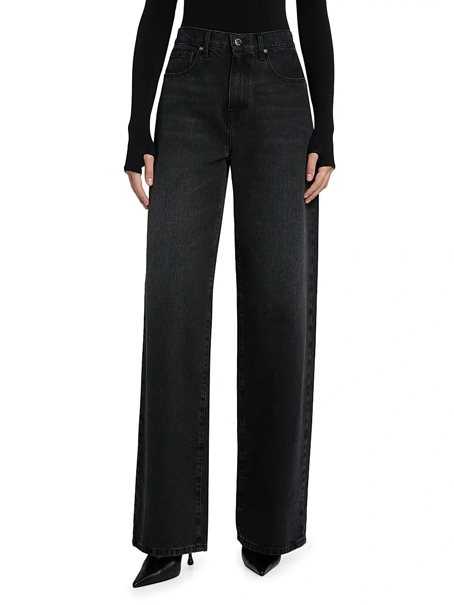 Brandon Maxwell Women's Callan Denim High-Rise Wide-Leg Jeans | Thumbnail 3 Brandon Maxwell Women's Callan Denim High-Rise Wide-Leg Jeans | Thumbnail 3