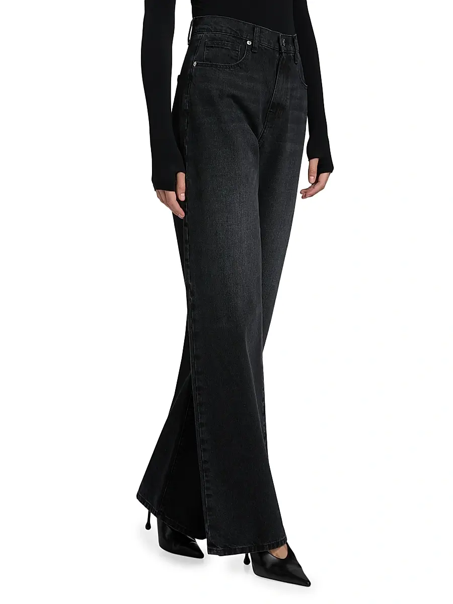 Brandon Maxwell Women's Callan Denim High-Rise Wide-Leg Jeans | Thumbnail 4 Brandon Maxwell Women's Callan Denim High-Rise Wide-Leg Jeans | Thumbnail 4