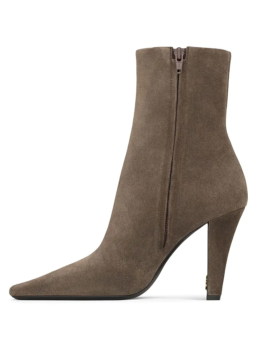 Saint Laurent Women's Jill Booties in Suede - Mickey | Thumbnail 3