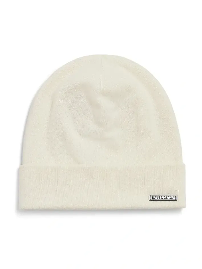 Women's Knitted Beanie in Cashmere - Cream