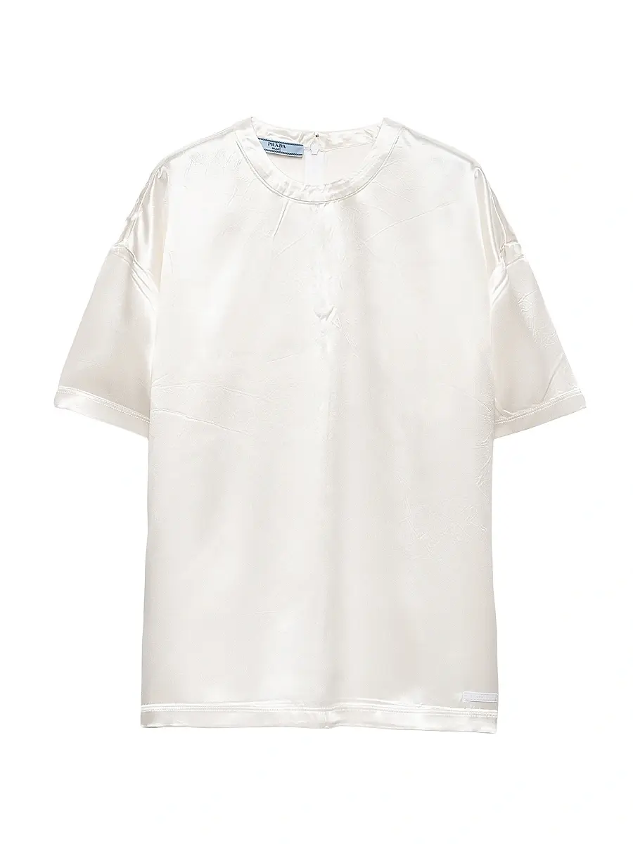 Prada Women's Short Sleeved Satin Top - White | Image 1 Prada Women's Short Sleeved Satin Top - White | Image 1