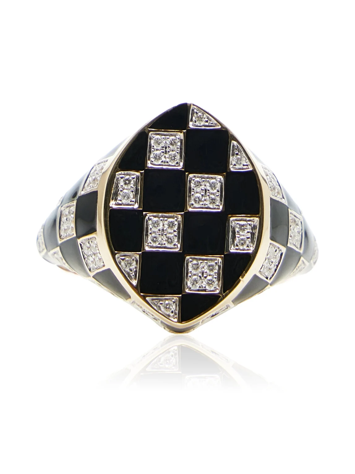 Yvonne Léon 9k Gold Diamond Enamel Ring