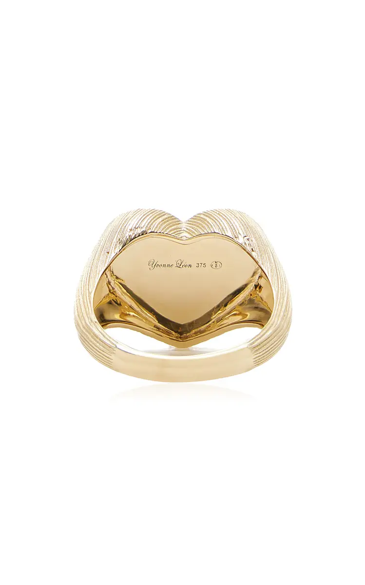Yvonne Léon 9k Gold Black Diamond And Coral Signet Ring | Thumbnail 5 Yvonne Léon 9k Gold Black Diamond And Coral Signet Ring | Thumbnail 5