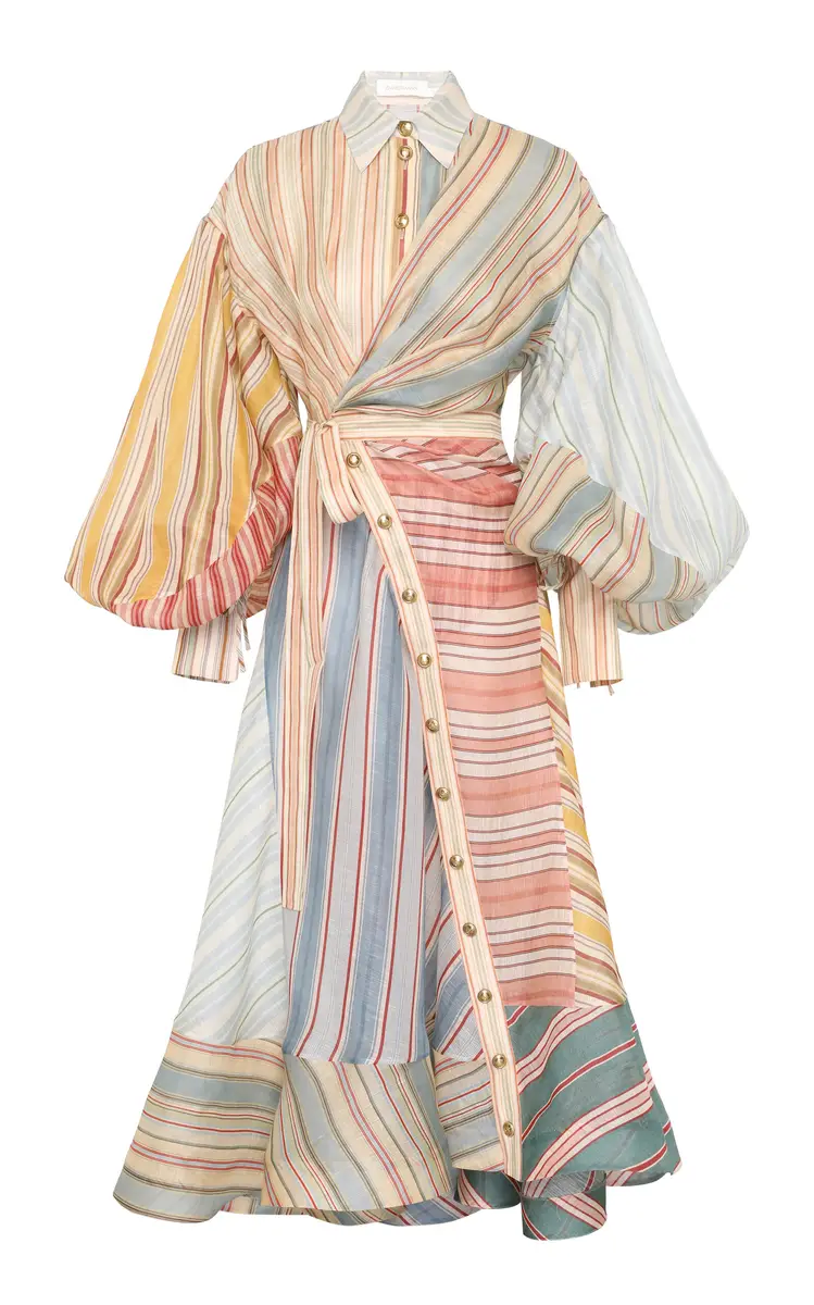 Zimmermann Rebellion Striped Linen-Silk Midi Wrap Shirt Dress | Image 1 Zimmermann Rebellion Striped Linen-Silk Midi Wrap Shirt Dress | Image 1