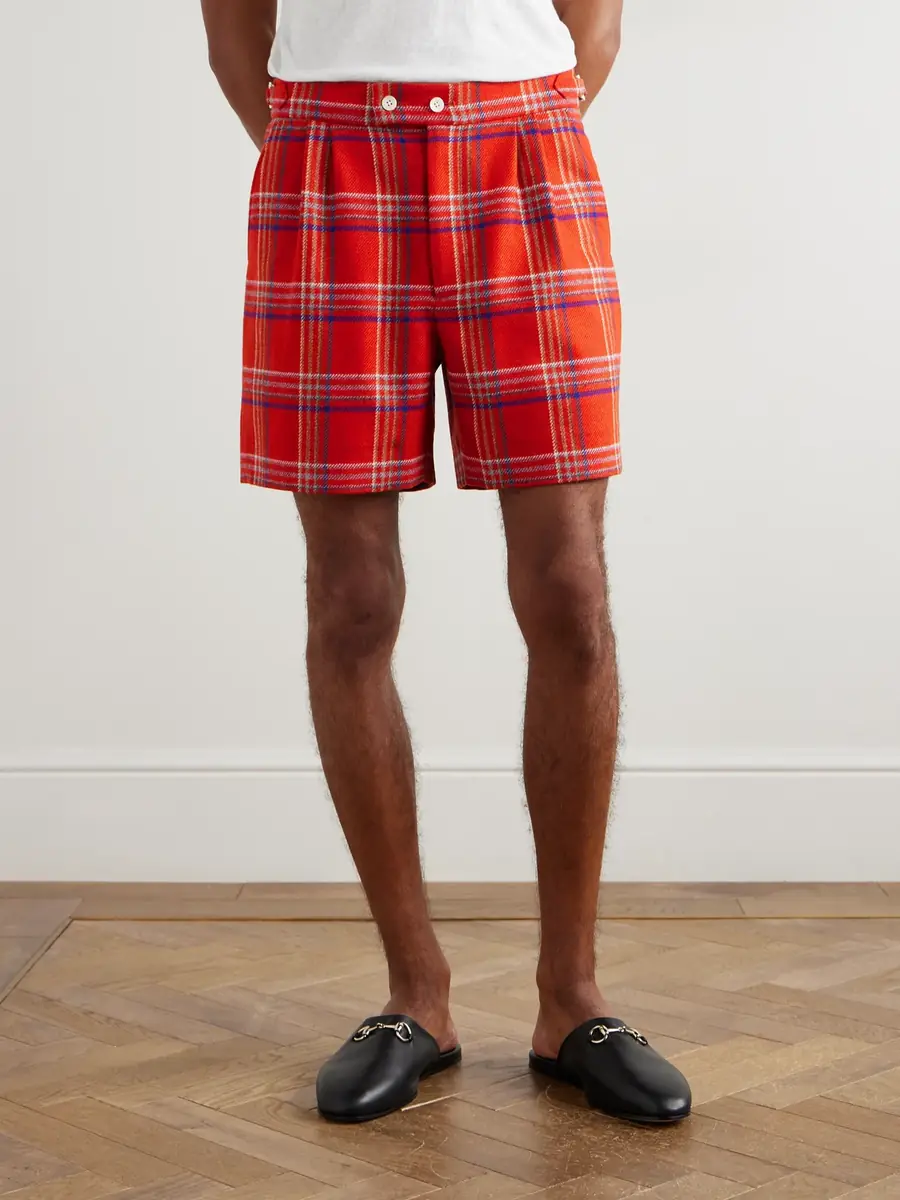 BODE Gable Straight-Leg Pleated Checked Wool Shorts - Men | Thumbnail 3 BODE Gable Straight-Leg Pleated Checked Wool Shorts - Men | Thumbnail 3