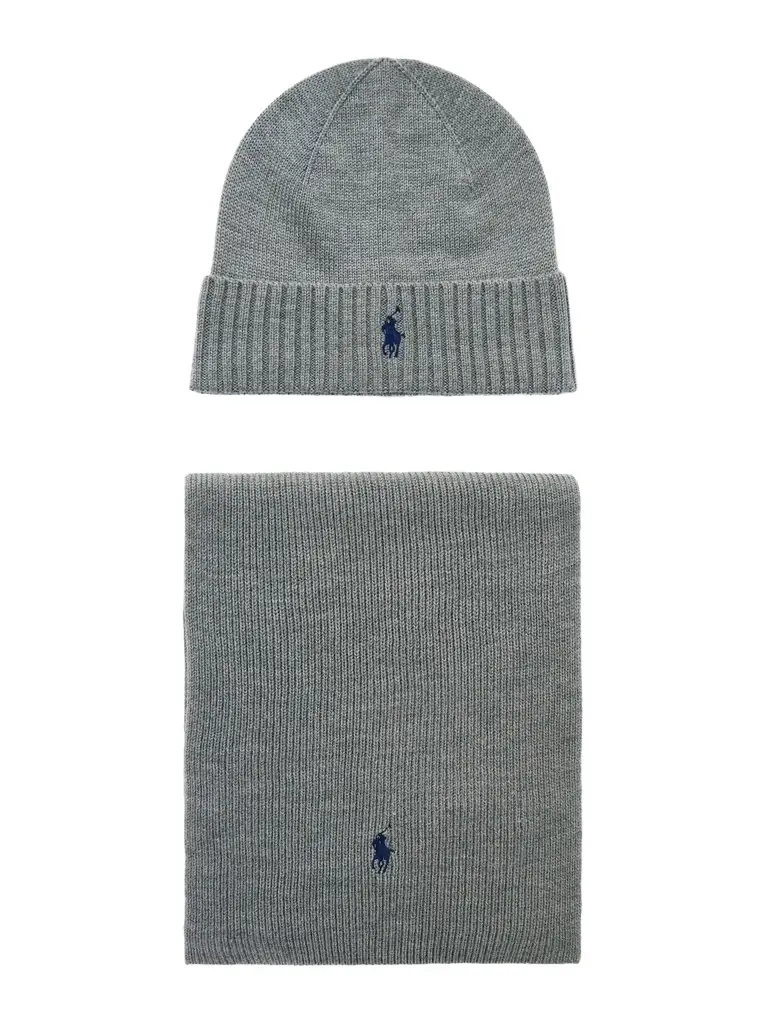 Polo Ralph Lauren Logo-Embroidered Ribbed Wool Beanie and Scarf Set - Men | Image 1 Polo Ralph Lauren Logo-Embroidered Ribbed Wool Beanie and Scarf Set - Men | Image 1