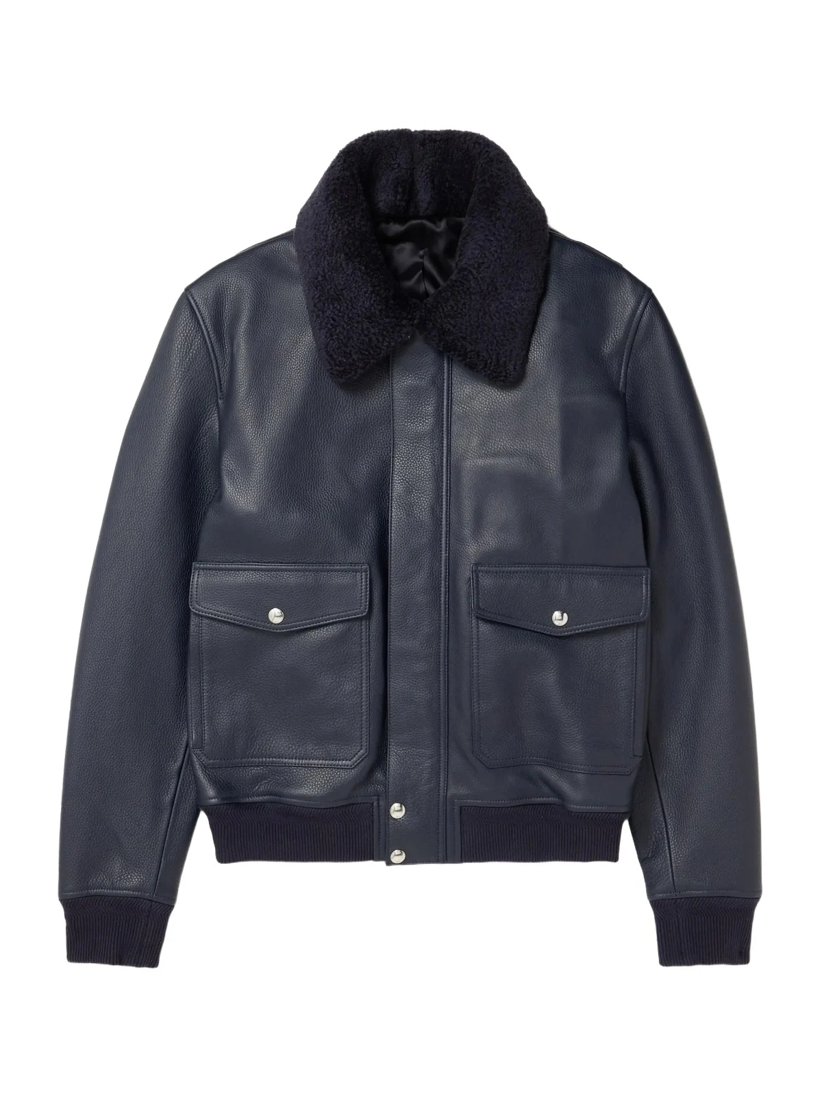 Shearling-Trimmed Full-Grain Leather Blouson Jacket - Men