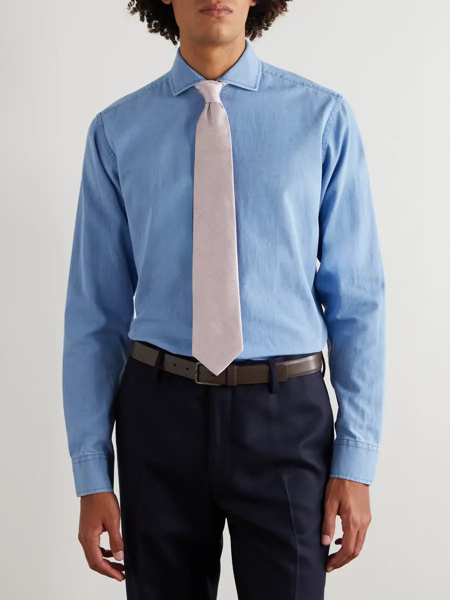 Favourbrook Burlington Cutaway-Collar Indigo-Dyed Cotton-Chambray Shirt - Men | Thumbnail 2