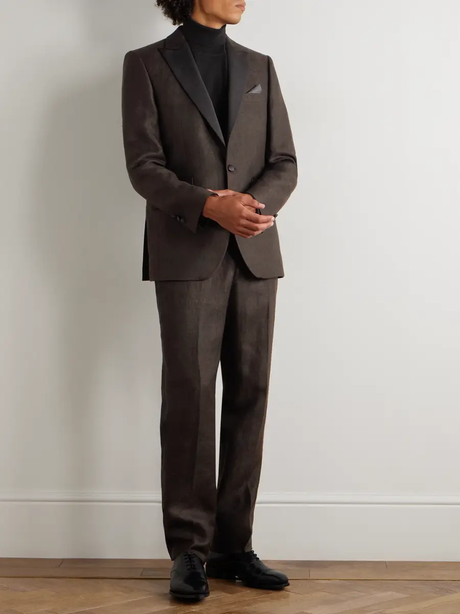 Favourbrook Randwick Slim-Fit Faille-Trimmed Herringbone Linen and Silk-Blend Tuxedo Jacket - Men | Thumbnail 2 Favourbrook Randwick Slim-Fit Faille-Trimmed Herringbone Linen and Silk-Blend Tuxedo Jacket - Men | Thumbnail 2