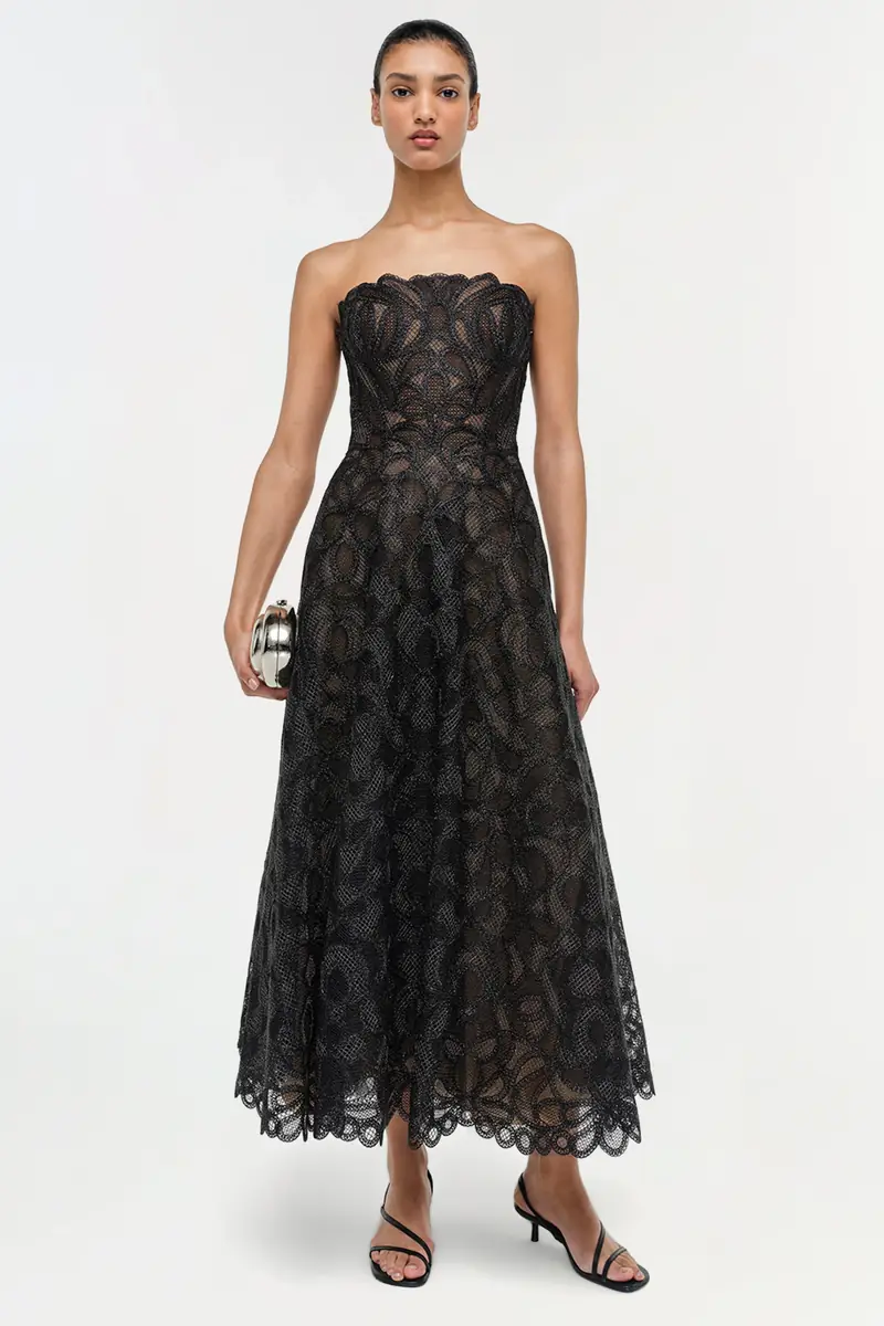 Simkhai Elvina Gilded Lace Midi Dress | Thumbnail 2 Simkhai Elvina Gilded Lace Midi Dress | Thumbnail 2