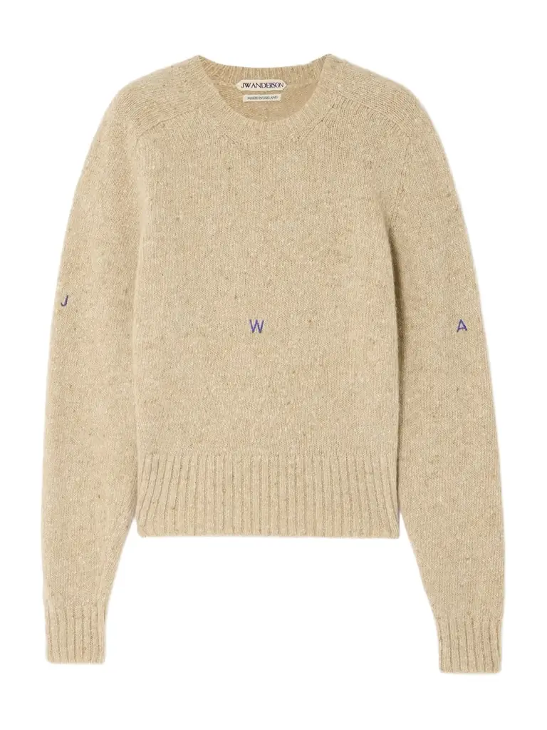 JW Anderson Embroidered Merino Wool And Mohair-blend Sweater | Image 1 JW Anderson Embroidered Merino Wool And Mohair-blend Sweater | Image 1