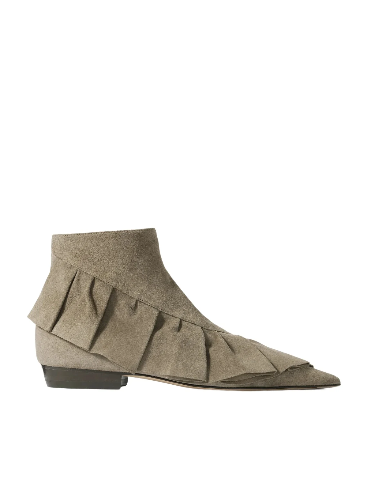 Ruffled Suede Ankle Boots