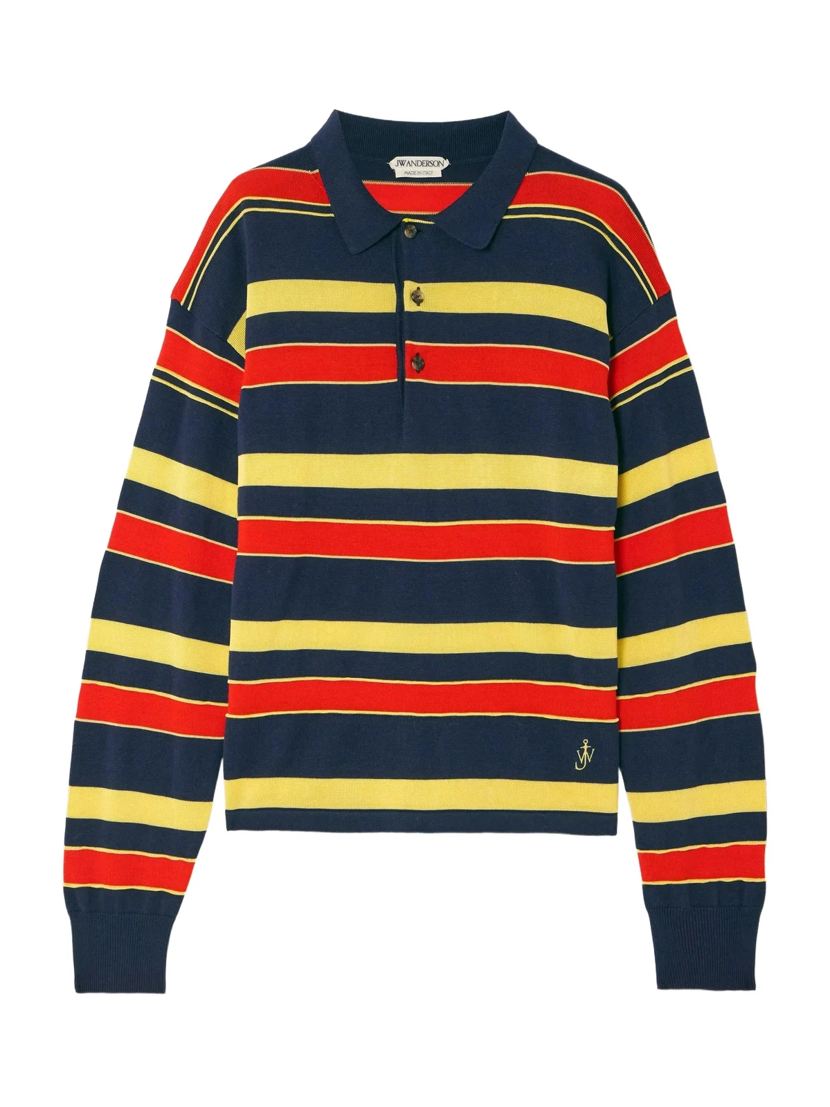 Embroidered Striped Cotton And Wool-blend Polo Shirt Embroidered Striped Cotton And Wool-blend Polo Shirt