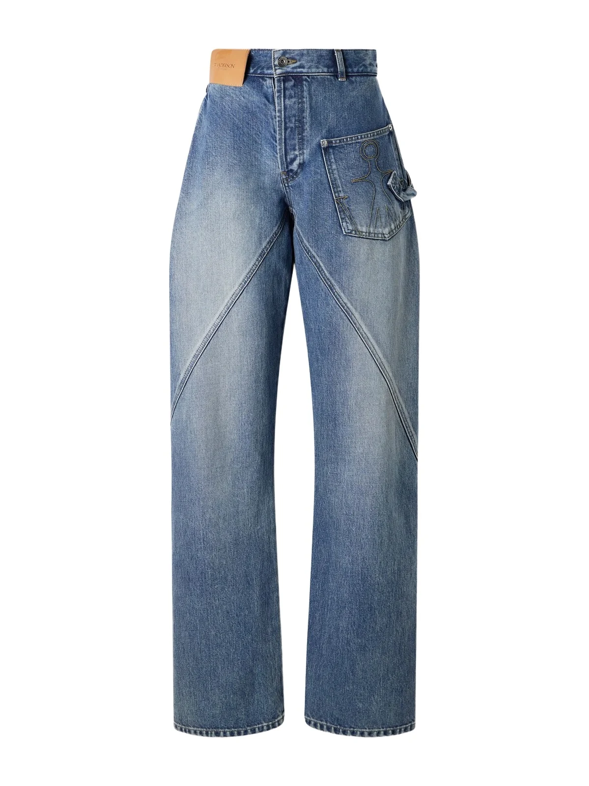 Twisted Asymmetric Embroidered High-rise Jeans Twisted Asymmetric Embroidered High-rise Jeans