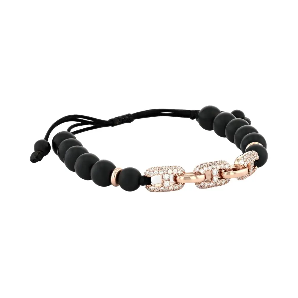 Alberto Milani Alberto Milani 18K Rose Gold Diamond & Onyx Cord Bracelet by The Solist | Image 1 Alberto Milani Alberto Milani 18K Rose Gold Diamond & Onyx Cord Bracelet by The Solist | Image 1