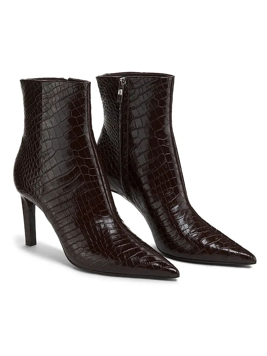 Jimmy Choo Women's Frankie 85MM Embossed Leather Booties - Chocolate | Thumbnail 2 Jimmy Choo Women's Frankie 85MM Embossed Leather Booties - Chocolate | Thumbnail 2