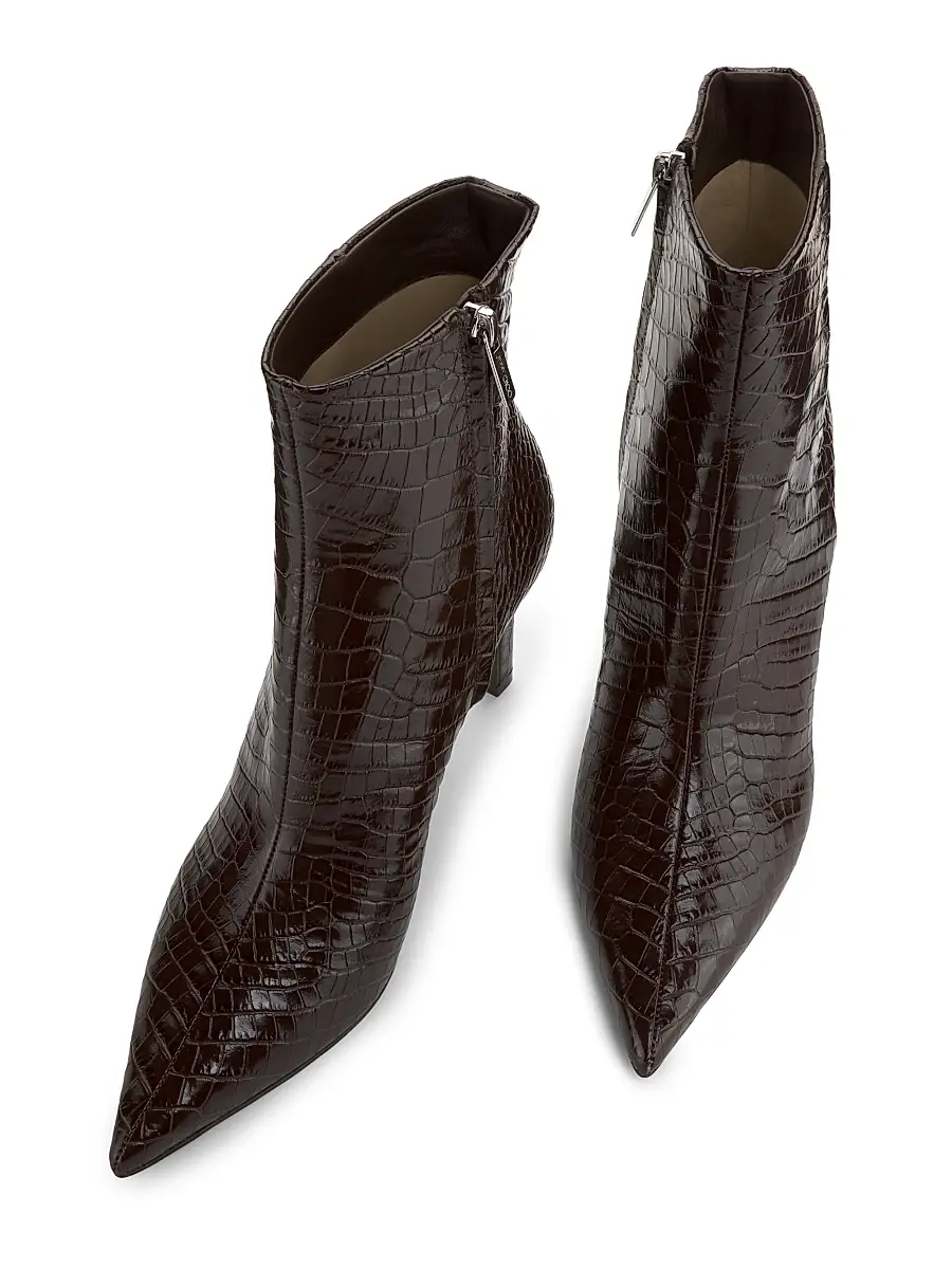 Jimmy Choo Women's Frankie 85MM Embossed Leather Booties - Chocolate | Thumbnail 4 Jimmy Choo Women's Frankie 85MM Embossed Leather Booties - Chocolate | Thumbnail 4
